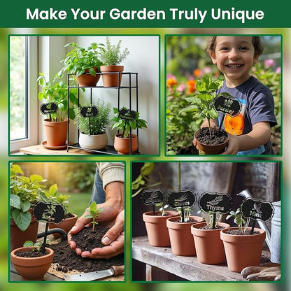CUTHOLLOW 8PCS Metal Plant Markers Stakes Food Spices with Pattern for Outdoor Indoor, 3.5"x7" Waterproof Cute Garden Plant Labels Signs Tags for Farmhouse Greenhouse Decor - Funny Gardening Gifts