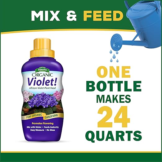 Espoma Organic Violet! 8-Ounce Concentrated Plant Food – Plant Fertilizer and Bloom Booster for All Violets and Indoor Flowering Plants. Promotes Vigorous Growth and Blooming. Pack of 2