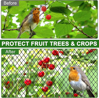 DQS Bird Net - 25' x 50' Garden Netting with 2.4" Square Mesh Protect Fruit Tree, Plant and Vegetables from Poultry, Deer and Pests, Heavy Duty Bird Netting for Garden, Farm, Orchard