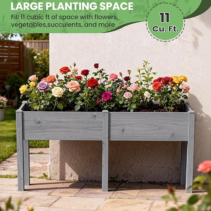DoCred Raised Garden Bed, 70.9" x 22.8" x 31.5" Large Elevated Wooden Horticulture Planter Box with Wood Legs Standing Growing Bed Planter for Gardening, Balcony, Backyard, Patio