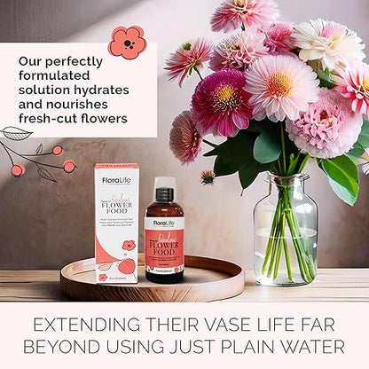 FloraLife Fresh-Cut Flower Food - Liquid Multi-Nutrient & Hydration Solution - 8oz