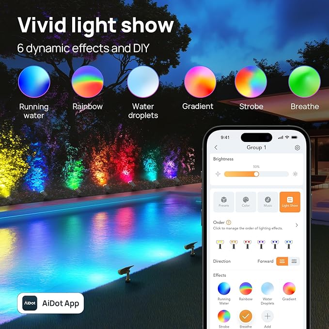 Linkind Smart Solar Lights Outdoor SL5 with Motion Sensor, APP Control Cool/Warm White/Color Changing Solar Spot Lights Outdoor, IP65 Landscape Lighting for Yard, Garden, Path(6 Pack)