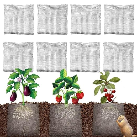 8 Pack Root Guard 3 Gallon Gopher and Vole Wire Speed Baskets Plant Root Protector Stainless Steel Wire Baskets Anti Gopher Baskets for Plant Root Protection