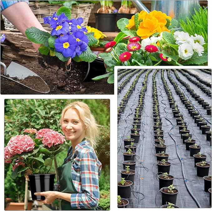 Eaasty 200 Pcs Plastic Plant Pots 3 4 5 6 Inch Plant Nursery Pots with Drainage Holes Black Garden Pots Round Seedling Pots Thickened Soft Plastic Flower Pots for Seedling Cutting Transplanting