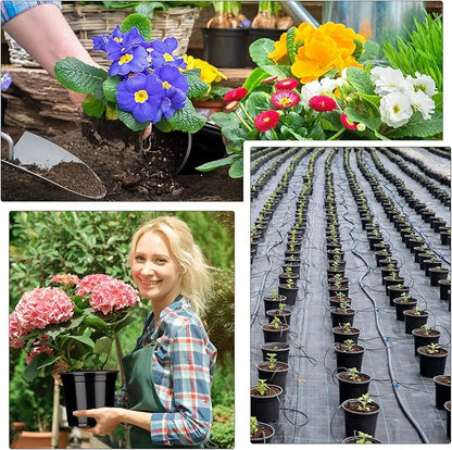 Eaasty 200 Pcs Plastic Plant Pots 3 4 5 6 Inch Plant Nursery Pots with Drainage Holes Black Garden Pots Round Seedling Pots Thickened Soft Plastic Flower Pots for Seedling Cutting Transplanting