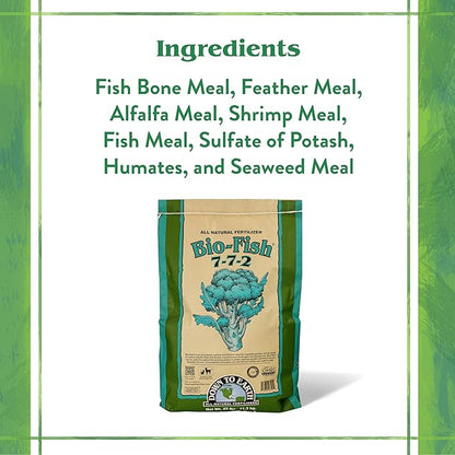 Down To Earth All Natural Fertilizers Organic Bio-Fish - Plant Food for Corn, Broccoli, Kale, Trees and Shrubs 7-7-2, 25 lb