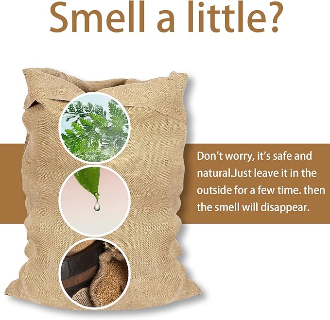 Burlap Bags- 20" × 30" Natural Jute Burlap Sacks, Reusable Plant Grow Bags Root Vegetable Holders Strong Potato Sacks for Gardening Planting Food Storage