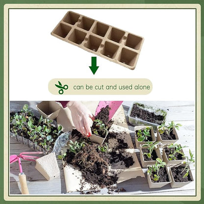 200 pcs Seed Starter Pots Kits Include 50pcs 4 Inch Peat Pots with Drainage Holes 100 Cells 2 Inch Seedling Starter Trays and 50 Pcs Plant Labels Outdoor Garden Germination Nursery Pots