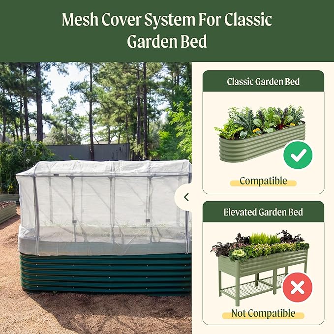Vego garden Cover System for 4.0' x 8.0' (10 in 1) Garden Bed (Garden beds not Included)
