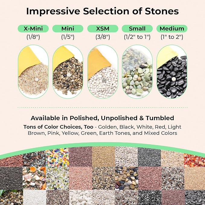White Rocks. Decorative Pebbles. 1/5 Inch 2 lbs for Garden, Landscaping, Indoor, Vase Fillers, Crafting, Succulents, Pots, Plants (Mini, Tumbled, 2)