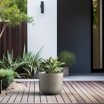 Kante Round Concrete Planter, 13.1 Inch Dia Classic-Style Large Pot with Drainage, Weathered Concrete Finish with Painted, for Indoor & Outdoor Plants, Home, Patio and Garden