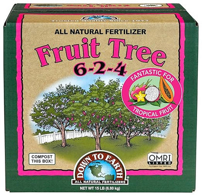 Down To Earth All Natural Fertilizers Organic Fruit Tree - Plant Food for Apples, Pears, Plums and Tropical Fruit Trees 6-2-4, 15 lb