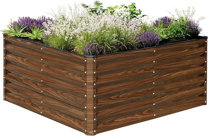 SnugNiture Galvanized Raised Garden Bed 4x4x2FT Outdoor Large Metal Planter Box Steel Kit for Planting Vegetables, Flowers