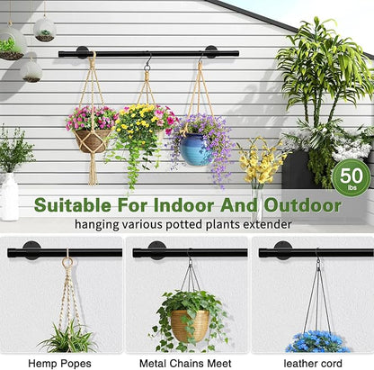 Plant Hanging Rod, 31 Inch Plant Hanger Indoor for Window Ceiling, Heavy Duty Hanging Planters for Indoor Plants, Black Wall Plants Holder, Window Plants Shelves Pot/Chain/Plant Not Included