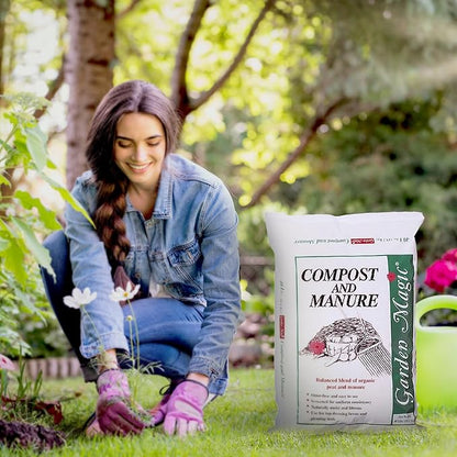 Michigan Peat 10-Pack Compost & Manure Blend, Garden Magic Mix w/Odor-Free Blend, 40 Lbs - Outdoor Lawn and Gardening Mixture with Nutrients and Minerals for Soil Potting and Planting