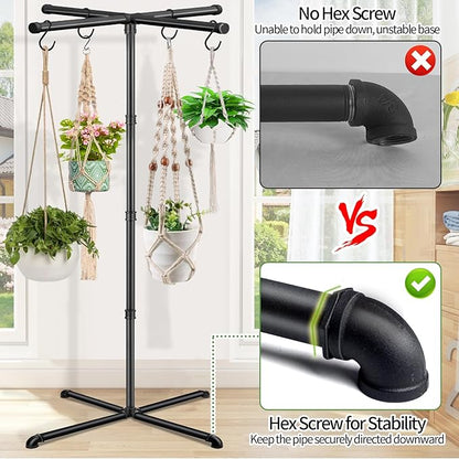 Plant Hanger Indoor, 59" Tall Hanging Plant Stand Heavy Duty Metal Indoor Plant Hanger Stand Hanging Plant Holder with 8 Hooks Hanging Planters for Indoor Plants Bedroom Living Room Balcony