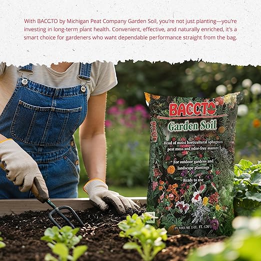 Michigan Peat Company BACCTO Garden & Potting Soil with Peat Moss for Plants, Vegetables, Landscape, Trees, and Shrubs, 1 Cubic Foot