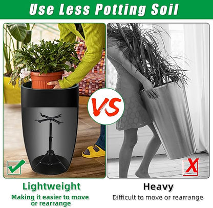 Adjustable Plant Risers for Inside Pots, 12-22" Rise Planter Inserts for Large Pots, Planter Lift Stand Pot Filler Plant for Indoor Outdoor Tall Taper Planters Containers (4.3-8.6" Top and Base)