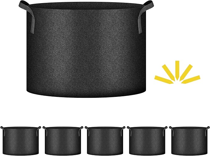 iPower 5 Pack 25 Gallon Grow Bags, Garden Planting Nonwoven Fabric Pots with Reinforced Handle, Heavy Duty and Aeration Planter Pot for Tomato, Fruits, Vegetables and Flowers