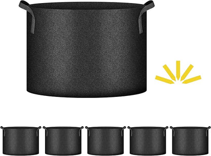 iPower 5 Pack 25 Gallon Grow Bags, Garden Planting Nonwoven Fabric Pots with Reinforced Handle, Heavy Duty and Aeration Planter Pot for Tomato, Fruits, Vegetables and Flowers