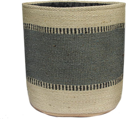 Sturdy Jute Planter Basket Modern Woven Basket for 8" Indoor Planters, 10” x 10” Storage Organizer Basket Rustic Home Decor, Storage Earth-friendly Cotton Planter (10x10 Inches, turquoise Stripe)