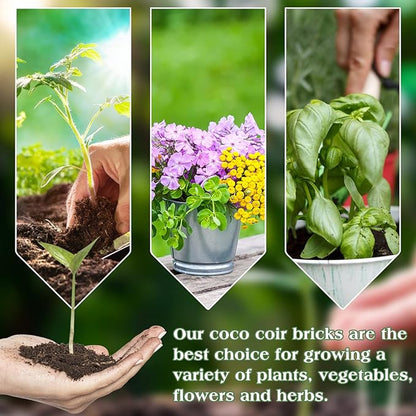 Halatool 10 Pack Organic Coco Coir Brick for Plants, Compressed Coconut Coir Bricks Coconut Fiber Substrate with Low EC & pH Balance, High Expansion Coco Peat Seed Starter Garden Soil for Planting