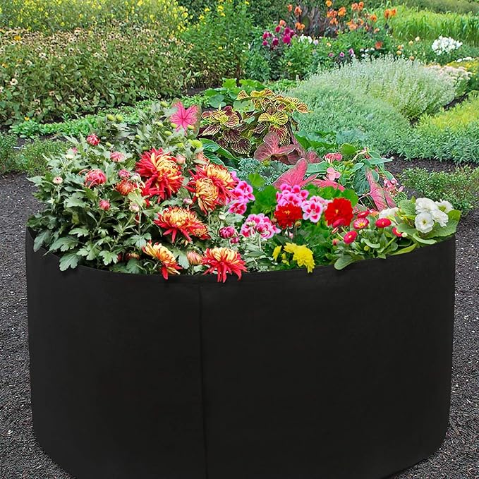 Firlar 2 Pack Raised Garden Bed, Fabric Raised Planting Bed, 100 Gallon Breathable Garden Grow Bags Round Planter Box for Herb, Flowers and Vegetables, 38 x 20 inch