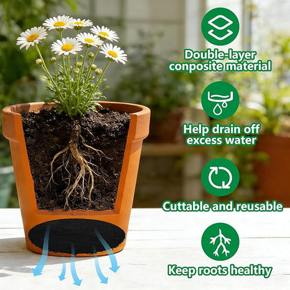 12 Pack Pot Mesh Drainage Discs, 6 Inch Thickened Drainage Hole Insert Pads, Reusable Plant Pot Bottom Mesh Mats for Indoor Outdoor Gardening to Prevent Soil Loss and Keep Root Healthy