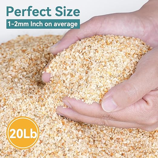 1-2mm Coarse Sand for Plants, 20lbs Horticultural Sand for Succulents, Desert Silica Sand for Cactus, Vases, Aquariums, Terrarium, Fish Tank, Drainage Rocks for Potted Plants, Bamboo, Crafts
