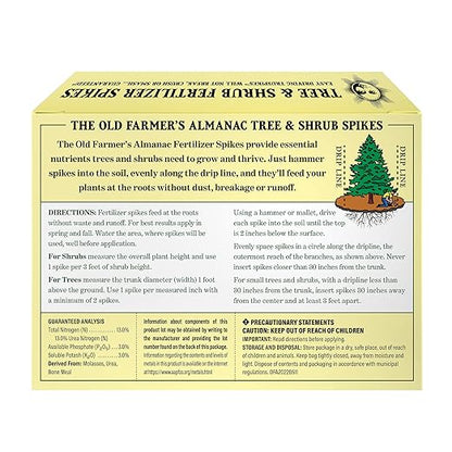 The Old Farmer's Almanac Tree & Shrub Fertilizer Spikes (Box of 24 Spikes - 6 Lbs) (OFA-FS1333-24)