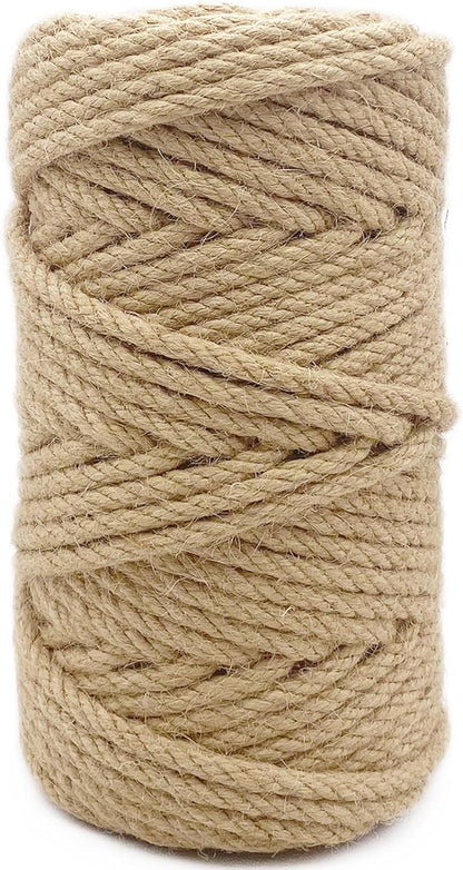 Leecogo 1/4 inch(6mm) Jute Rope, 164 Feet Heavy Duty and Thick Twine Rope for Cat Scratcher Post Tree,Gardening, Crafting, Packing, Bundling and Home Decor