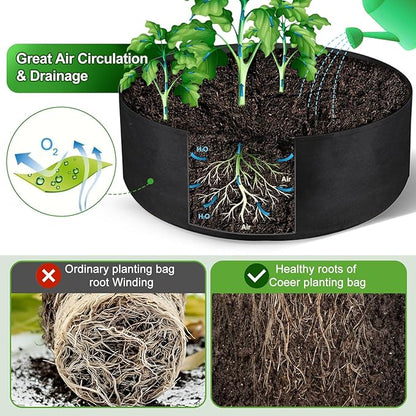 100 Gallon Large Grow Bag, Heavy Duty Fabric Round Raised Garden Bed Planter Pots for Planting Herb Flower Vegetable Potato Plants (50" D x 12" H, Black)