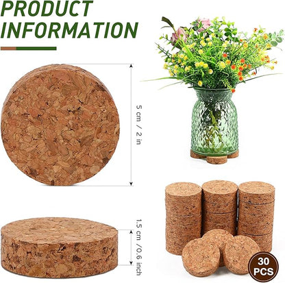 30 Pieces Invisible Plant Pot Feet Risers with Non Slip Surface Indoor Outdoor Solid Corkwood Planter Pot Lifters for Plants Flowers