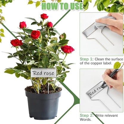Moxweyeni 60 Pcs Metal Garden Tags Plant Labels for Garden Waterproof Plant Markers with 2 Permanent Pen Planting Nursery Tags Reusable Labels Stake for Plants (Aluminum,6 Inch)