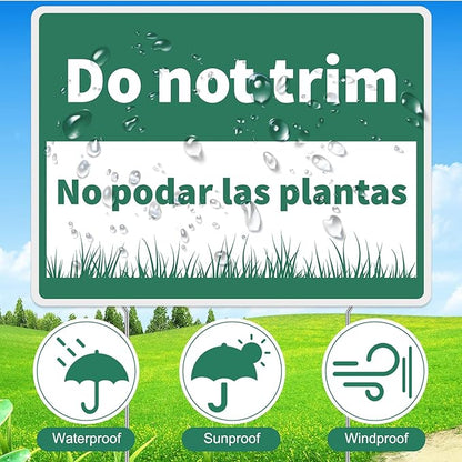 Suzile 6 Pcs Do Not Mow Do Not Spray Do Not Trim Yard Sign with Metal Stakes Bilingual Plant Signs 11.81 x 15.75 Inch Double Sided Corrugated Plastic Garden Markers for Lawn Garden Plants