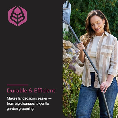 Yard Butler World’s Greatest Rake 18" Wide Leaf Rake, ILT-20 Garden Rake for Lawncare - Convenient Garden Cleaning Accessory - Lightweight Wooden Handle - Steel Tines - Easy to Maneuver