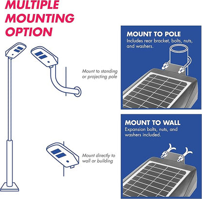 Wagan EL8590 2000 Lumens Integrated LED Solar Street Light with Remote Control Security Flood Light Motion Sensor Waterproof Weatherproof Dusk to Dawn Solar Lamp for Outdoor Garden Path Parking Lot