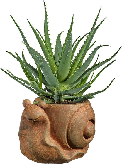 Classic Home and Garden Cement Buddies Animal Planter - Cute Desk Decoration - UV Coated Animal Vase w/Drain Plug - Succulent Plant Pot for Indoor/Outdoor Use (Snail Planter, Rust, Small)