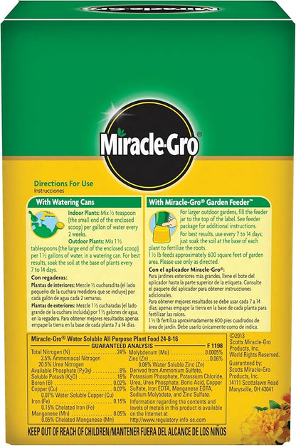 Miracle-Gro Water Soluble All Purpose Plant Food - Fertilizer For All Indoor or Outdoor Plants including Roses, Flowers, Vegetables, Houseplants, Trees, and Shrubs, 1.5 lbs.