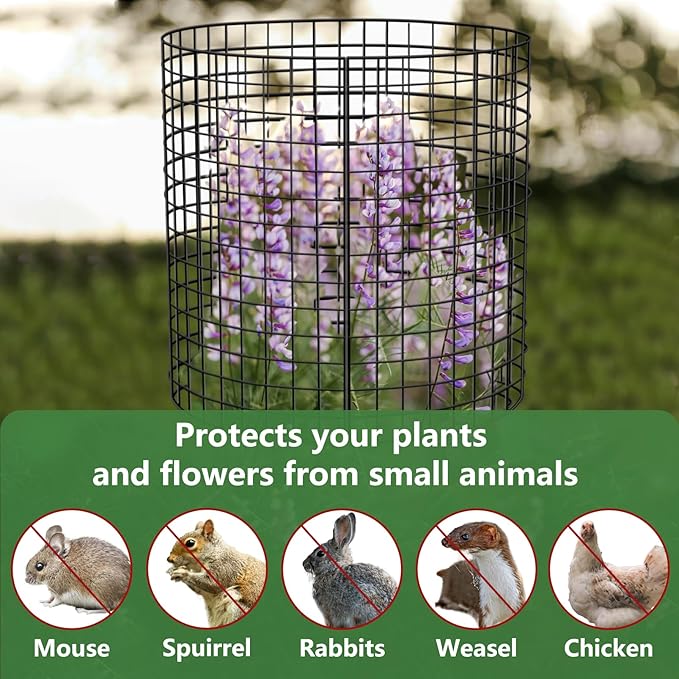 6 Pack Plant Protector from Animals, KWISAMR 13.5" Dia x 14" H Pre-Bent Wire Plant Protectors, Metal Plant Cages for Outdoor Plants Plant Cage & Supports Keep Animal Out Garden