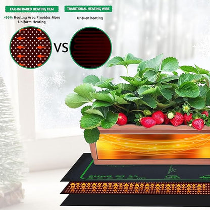 Seedling Heat Mat for Seed Starting,10" x 20.75" Waterproof Heating Pad for Indoor Plants Germination (Black 4 Pack)