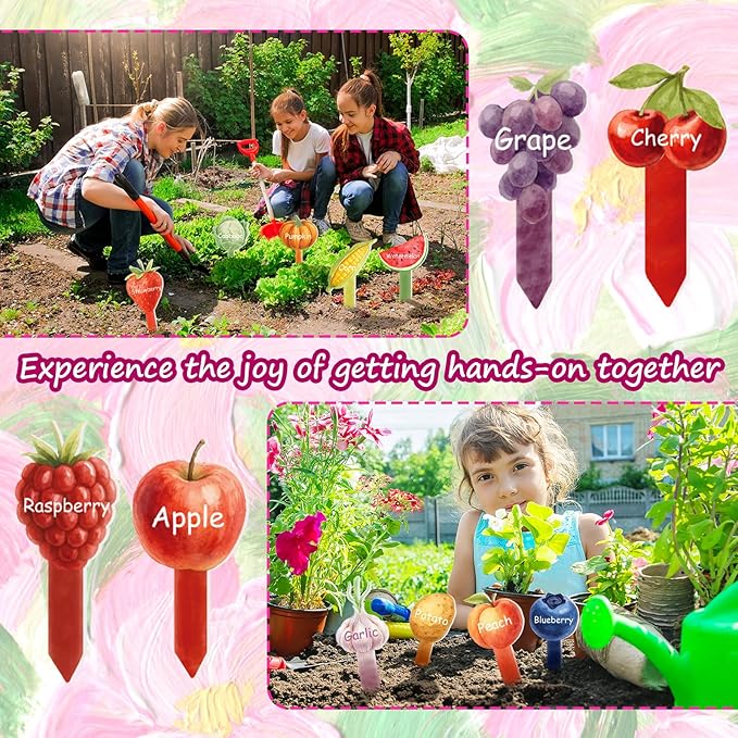 Novabright 24 Pcs Vegetable Label Signs Acrylic Garden Marks 5.1 Inch Fruit Tags Plant Stake with 24 Styles Funny Vegetable Sign Waterproof Potted Plant Label for Nursery Garden Indoor Outdoor Decor