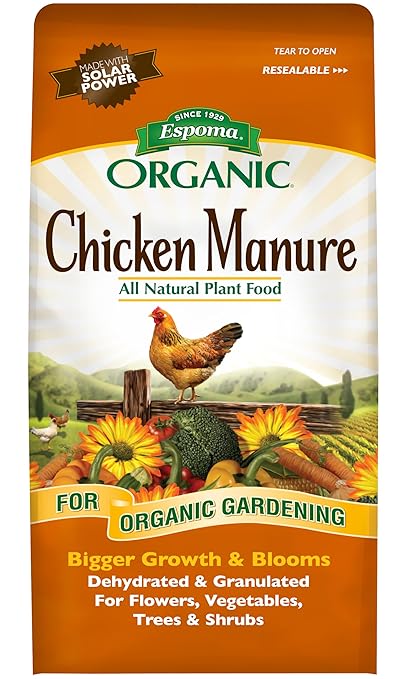 Espoma Organic Chicken Manure 3.75 lb. Bag. All Natural & Organic Fertilizer for All Flowers, Vegetables, Trees, and Shrubs. for Organic Gardening