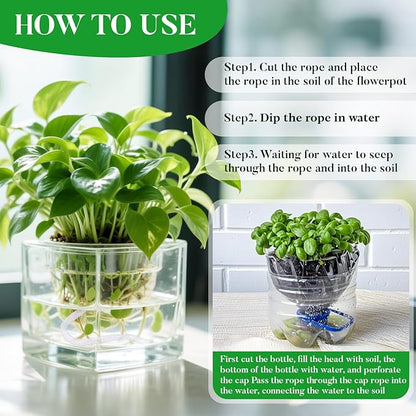 MAQIHAN Self Watering Rope - 50 Feet × 1/6 Inch Self Watering Rope for Plants Wicking Cord for Garden Wick Rope for DIY Self-Watering System Capillary Wick for Potting Orchid Tomato Plant