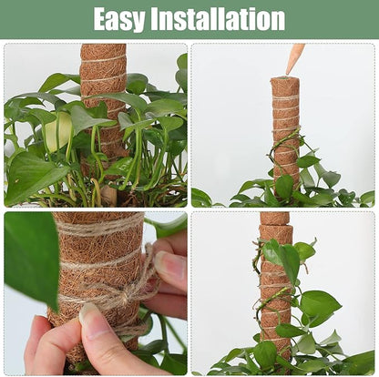16 Pack Moss Pole for Plants Monstera 264 Inch Bendable Plant Pole Sticks Support Extension with Ropes Labels Tapes Tie Strap Locking Straps Green Twist Ties for Indoor Climbing Creepers
