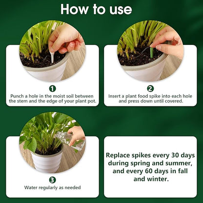 Enhon Fertilizer Spikes, 54 Plant Growth Food Spikes for Indoor & Outdoor, Growth Plant Food Sticks for Castor Bean, Spider Plant, Pothos, Ferns (3 Pack)