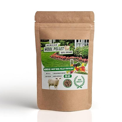 Wool Pellet Organic Fertilizer (2.2 lbs), Made of Sheep Wool, Water Holding, Enhances Soil Health, Ideal for Fruits, Vegetables, Flowers, Indoor and Outdoor Plants - 1 Pack
