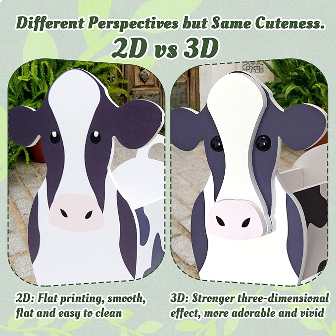 Cow Planter, Cute Animal Shape Flower Planters, Plant Pots for Indoor/Outdoor Garden Decor, Unique Gifts/Souvenirs for Pet Lovers (Dairy Cow 2D)