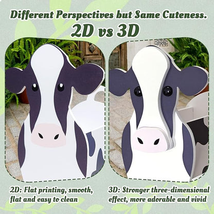 Cow Planter, Cute Animal Shape Flower Planters, Plant Pots for Indoor/Outdoor Garden Decor, Unique Gifts/Souvenirs for Pet Lovers (Dairy Cow 2D)