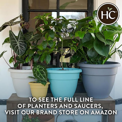 The HC Companies 12 Inch Caribbean Planter Pots with Drainage & Plug, Rolled Rim Plastic Planters for Indoor & Outdoor Plants, 2-Pack Decorative Flower Pots for Garden, Office & Home Decor, Clay